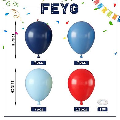 34 Pcs Red Blue Macaron Matte Balloons 12 Inch for Party Decorations