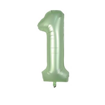 40 Inch Sage Green Number 1 Foil Balloon for First Birthday and Baby Shower Decorations