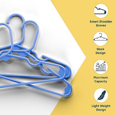 Lifemaster Kids Plastic Hangers 11.6" Space-Saving, Shoulder Notch, Holds 5 lbs, Pack of 50