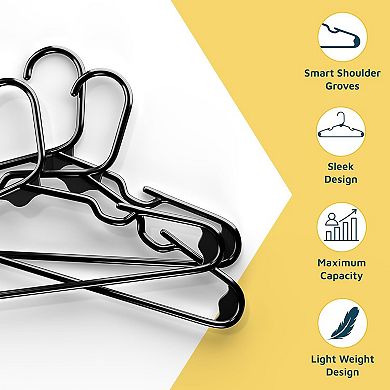 Lifemaster Kids Plastic Hangers 11.6" Space-Saving, Shoulder Notch, Holds 5 lbs, Pack of 10