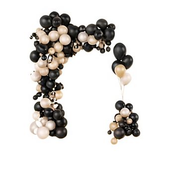 Coquette Balloon Arch Set 158 pc Sand White Black Bow Garland for Wedding