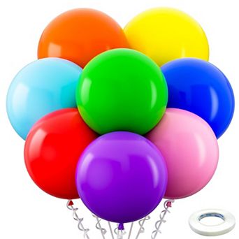 Assorted Rainbow Giant Balloons 36 Inch 8 Pack Jumbo Multicolor Latex Balloons For Birthday Wedding