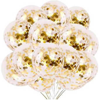 50 pc Gold Confetti 12 Inch Latex Balloons with Golden Dots for Graduation Wedding Party Decor