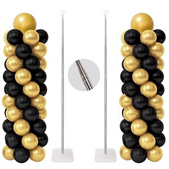 30 Clips Balloon Column Stand Kit, Set of 2 Adjustable 6.6Ft Metal Pillars for Parties