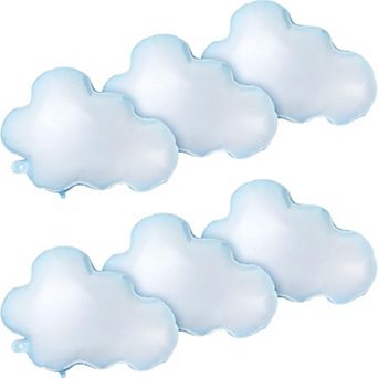 6 pc 30 Inch White Cloud Foil Balloons for Baby Shower Birthday Party Decorations (Light Blue)