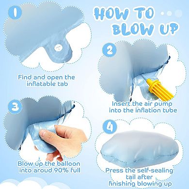 6 Pcs 30 Inch White Cloud Foil Balloons for Baby Shower Birthday Party Decorations (Light Blue)