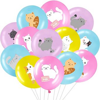 36 pc Cat Theme Party Latex Balloons with Animal Print for Kitty Birthday Party Decorations