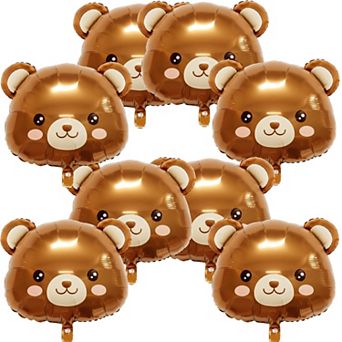8 pc Bear Balloon Set Cute Brown Bear Foil Balloons for Baby Shower Animal Birthday Party