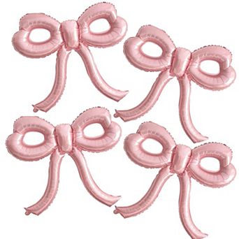 4 pc Pink Bow Balloons, Giant Foil Bow Party Decorations for Girls & Women
