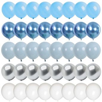 60 pc Baby Blue and Silver Balloons for Boys Baby Shower Baptism Winter Birthday Party Decor