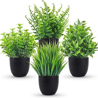 Der Rose Fake Plants 4 Packs Artificial Plants Small Faux Plants Black Bathroom Accessories