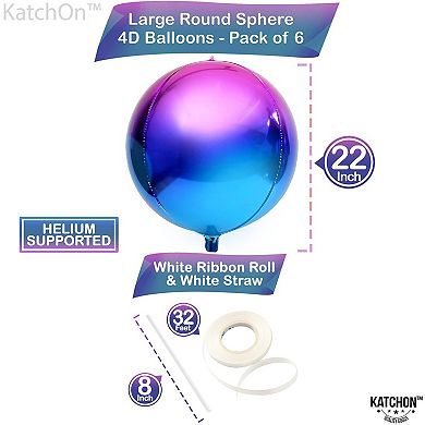Purple Galaxy Balloons 22" Pack of 6 Metallic 4D Round Space Party Decor