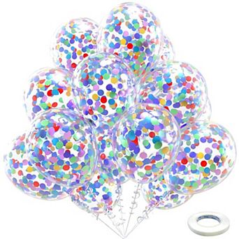 60 pc Rainbow Confetti Balloons in Assorted Colors for Birthday Bridal Shower Wedding Decor