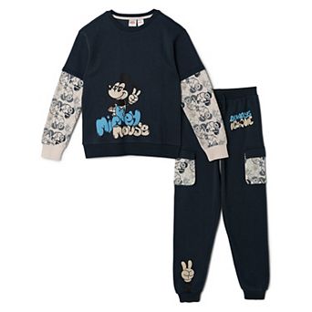Disney's Mickey Mouse Fleece Sweatshirt and Jogger Pants 2 pc Set