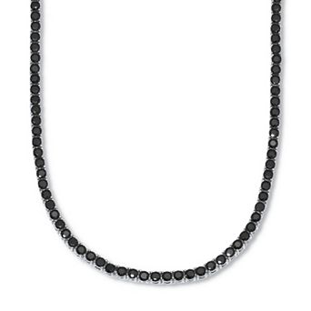 PalmBeach Jewelry Round Black Cubic Zirconia Tennis Necklace 18-inch