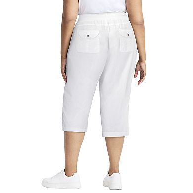 Avenue Women's Plus Size Cotton Roll Up Capri