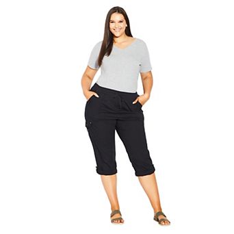 Avenue Women's Plus Size Cotton Roll Up Capri