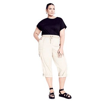 Avenue Women's Plus Size Cotton Roll Up Capri