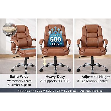 BrylaneHome 500 Lbs. Weight Capacity Memory Foam Office Chair