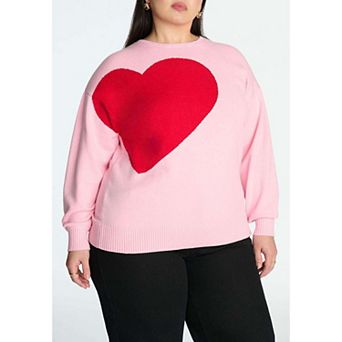 ELOQUII Women's Plus Size Big Heart Sweater