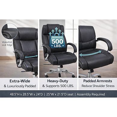 BrylaneHome 500 Lbs. Weight Capacity Chrome Executive Office Chair