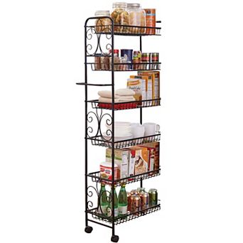 BrylaneHome Scroll 6 tier Kitchen Cart