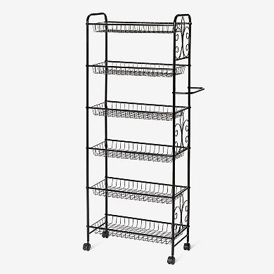 BrylaneHome Scroll 6-Tier Kitchen Cart
