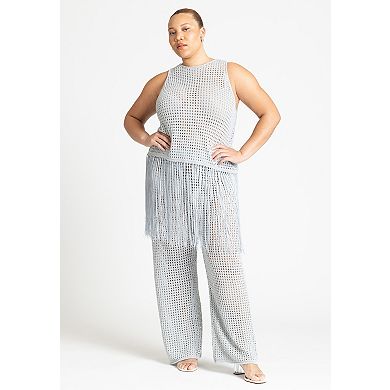 ELOQUII Women's Plus Size Metallic Crochet Pant