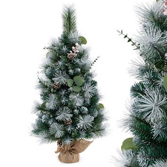Costway 3 FT Artificial Christmas Tree with 98 Branch Tips Pine Needles Eucalyptus Leaves