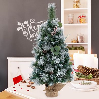 Costway 3 FT Artificial Christmas Tree with 98 Branch Tips Pine Needles Eucalyptus Leaves