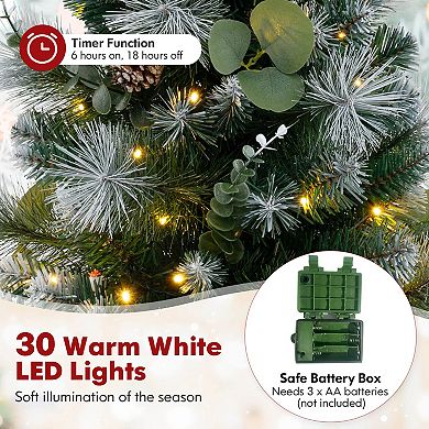 Costway 3 FT Artificial Christmas Tree with 98 Branch Tips Pine Needles Eucalyptus Leaves