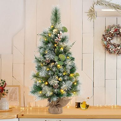 Costway 3 FT Artificial Christmas Tree with 98 Branch Tips Pine Needles Eucalyptus Leaves