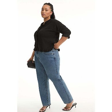 June & Vie Women's Plus Size Curvie-Fit High-Rise Straight-Leg Stretch Jeans