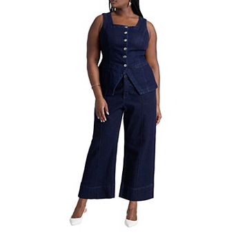ELOQUII Women's Plus Size The Pintuck Trouser Jean