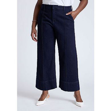 ELOQUII Women's Plus Size The Pintuck Trouser Jean