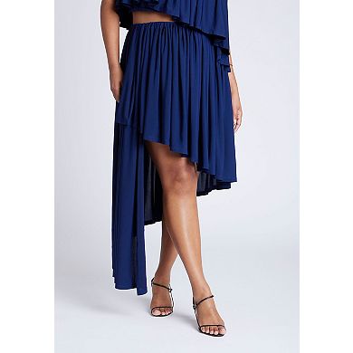 ELOQUII Women's Plus Size Cascading Asym Skirt
