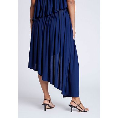 ELOQUII Women's Plus Size Cascading Asym Skirt