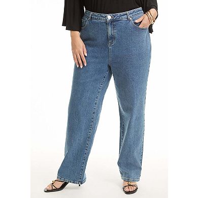 June & Vie Women's Plus Size June Fit High-Rise Straight-Leg Stretch Jeans