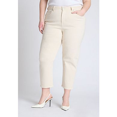 ELOQUII Women's Plus Size The Naomi Comfort Stretch Straight Crop Jean