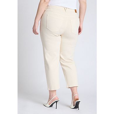 ELOQUII Women's Plus Size The Naomi Comfort Stretch Straight Crop Jean