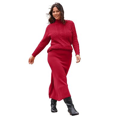 Avenue Women's Plus Size A-Line Midi Sweater Skirt