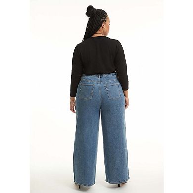June & Vie Women's Plus Size Curvie-Fit High-Rise Jeans