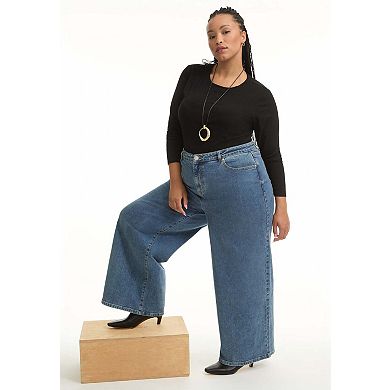 June & Vie Women's Plus Size Curvie-Fit High-Rise Jeans