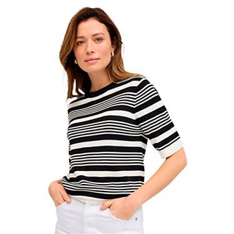 ellos Plus Size Short Sleeve Fine Knit Pullover