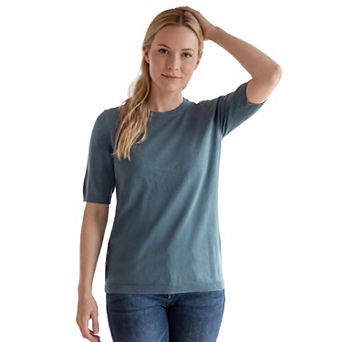 Ellos Plus Size Short Sleeve Fine Knit Pullover