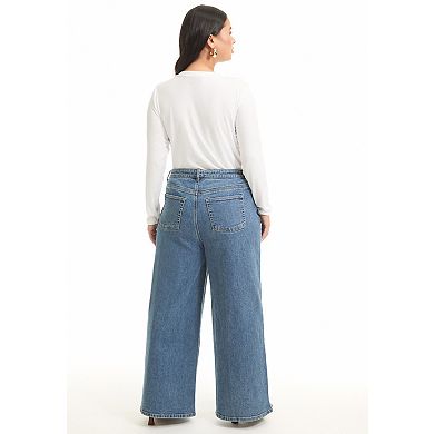 June + Vie Women's Plus Size June Fit High-Rise Jeans