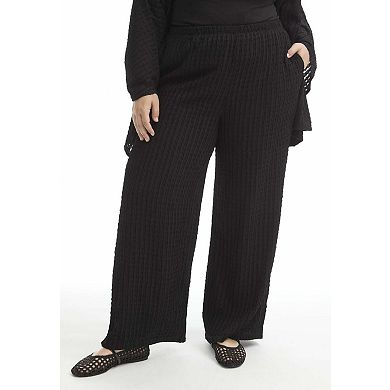 June & Vie Women's Plus Size Knitted Pull-On Pants
