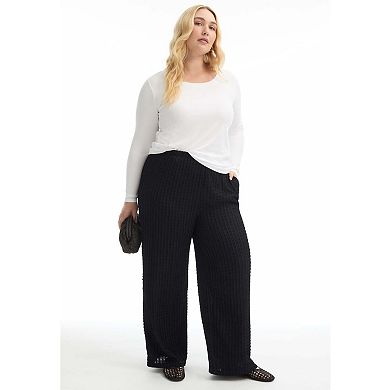 June & Vie Women's Plus Size Knitted Pull-On Pants