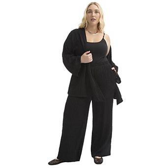 June + Vie Women's Plus Size Knitted Pull-On Pants
