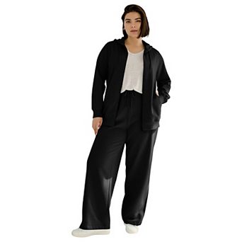 ellos Plus Size Fleece Zip Up Hoodie